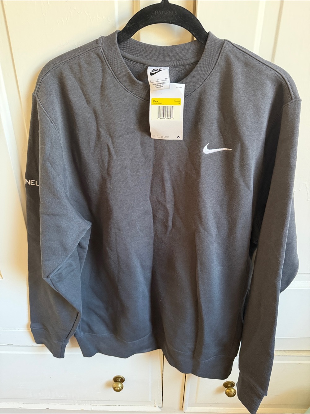 Nike Charcoal Gray Crewneck Sweatshirt with White Swoosh